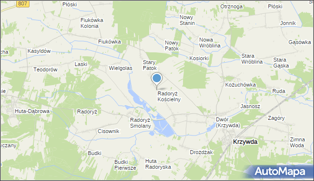 mapa Radoryż Kościelny, Radoryż Kościelny na mapie Targeo